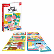 "Agerino - tanulok egyedül játék kártyák és illusztrált puzzle-darabok, melyek támogatják az önállóságot és kreativitást."
