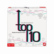 Top 10 – The Naming Game társasjáték doboza, modern fehér dizájnnal és színes ikonokkal.
