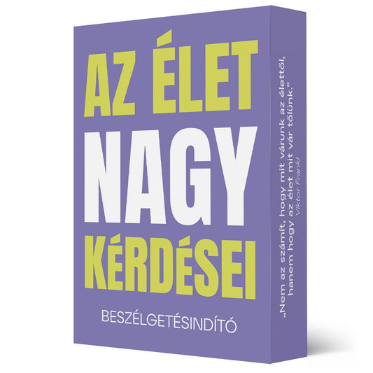 Az élet nagy kérdései beszélgetésindító kártyák lila doboza