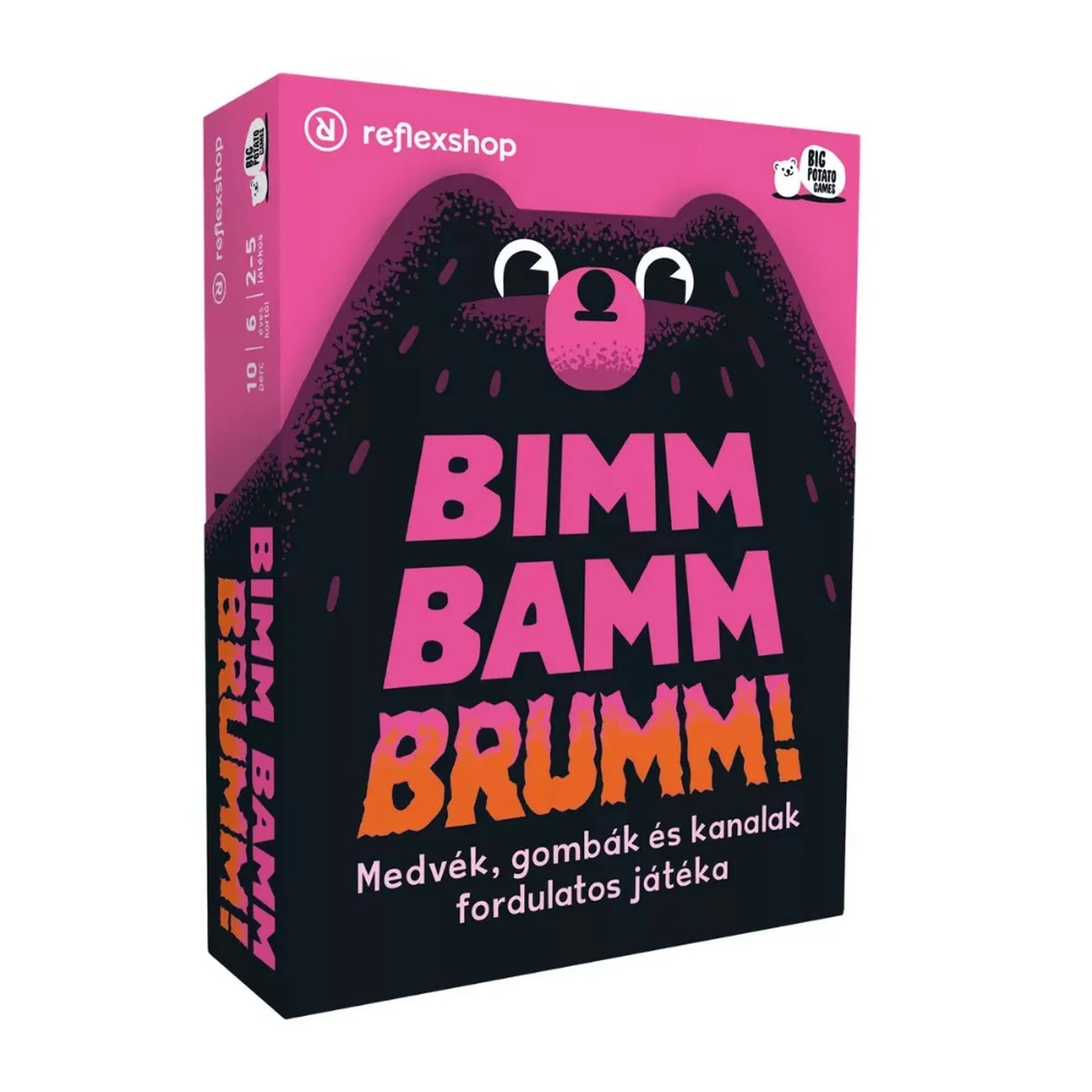 A Bimm Bamm Brumm! magyar nyelvű partijáték doboza medvés grafikával fehér háttéren.