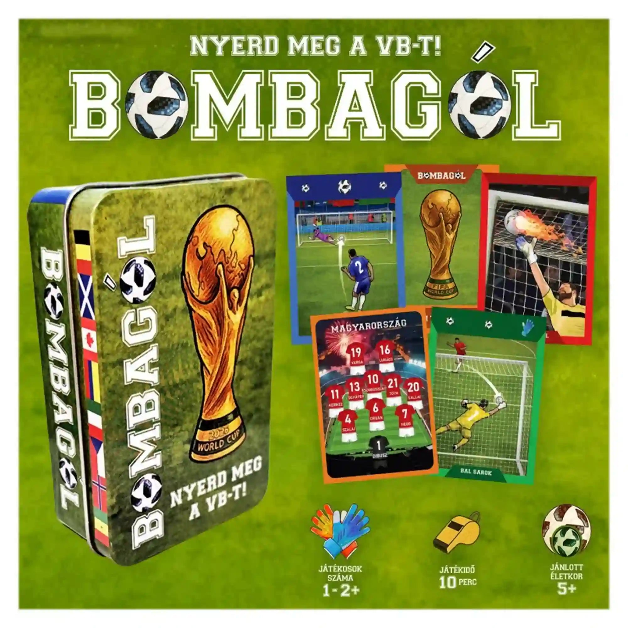 Bombagól magyar nyelvű focis kártyajáték tartalma