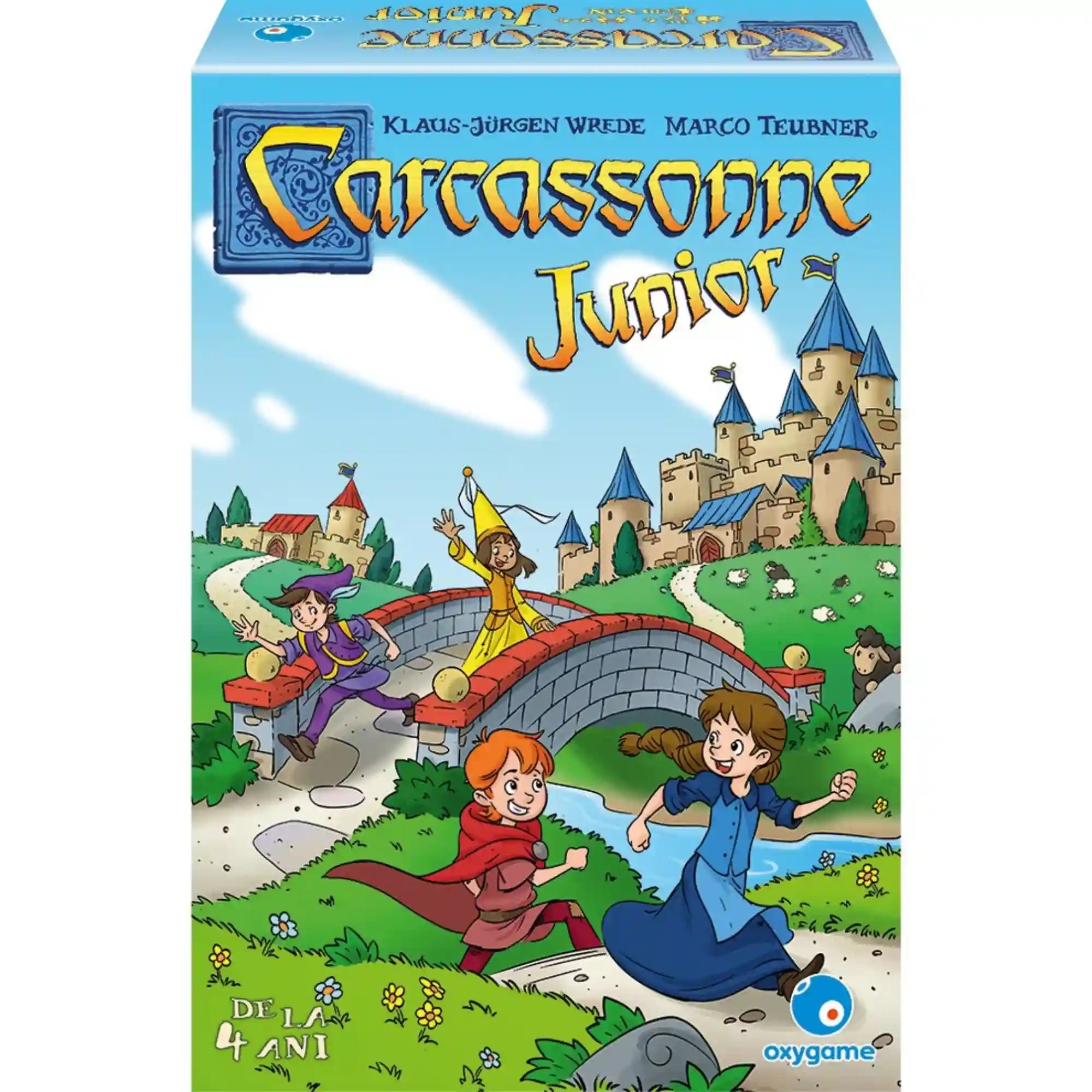 Carcassonne Junior társasjáték dobozkép gyerekekkel és váras illusztrációval