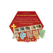 A Catan Big Box „Legjobb barátok” forgatókönyve, új lapkákkal és jelölőkkel, amelyek a baráti együttműködést és stratégiai előnyöket emelik ki a játékban.