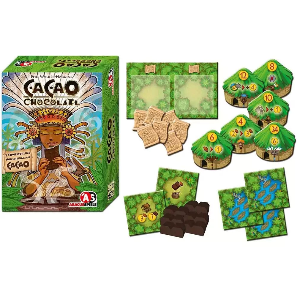 Cacao: Chocolatl - Német és angol nyelvű kiegészítő doboza és tartozékok