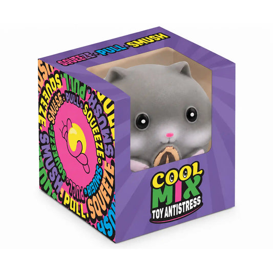 Cool Mix Állatok squishy stresszlabda – szürke egér lila Cool Mix Toy Antistress dobozban