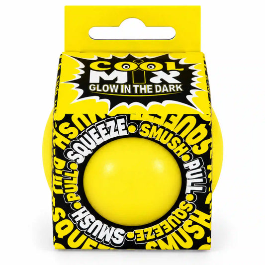 Cool Mix sötétben világító squishy stresszlabda – sárga, sárga-fekete Glow in the Dark csomagolásban