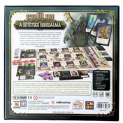 Cthulhu: A sötétség birodalma társasjáték doboz hátoldala, játékmenet bemutatásával, komponensekkel és részletes leírással, Cthulhu grafikával