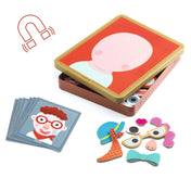 Djeco Inzebox Portraits – mágneses játék fém dobozban, arckártyákkal és cserélhető arcrészekkel.