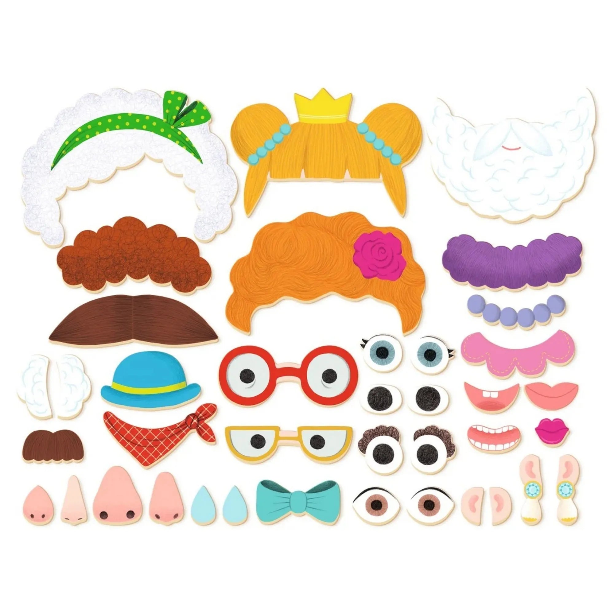 Djeco Inzebox Portraits – mágneses arcelemek, hajak, szemek és kiegészítők kreatív portrék összeállításához.