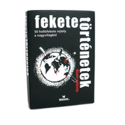 Fekete történetek – Bizarr valóság társasjáték doboza, amely 50 hollófekete rejtélyt tartalmaz a nagyvilágból.