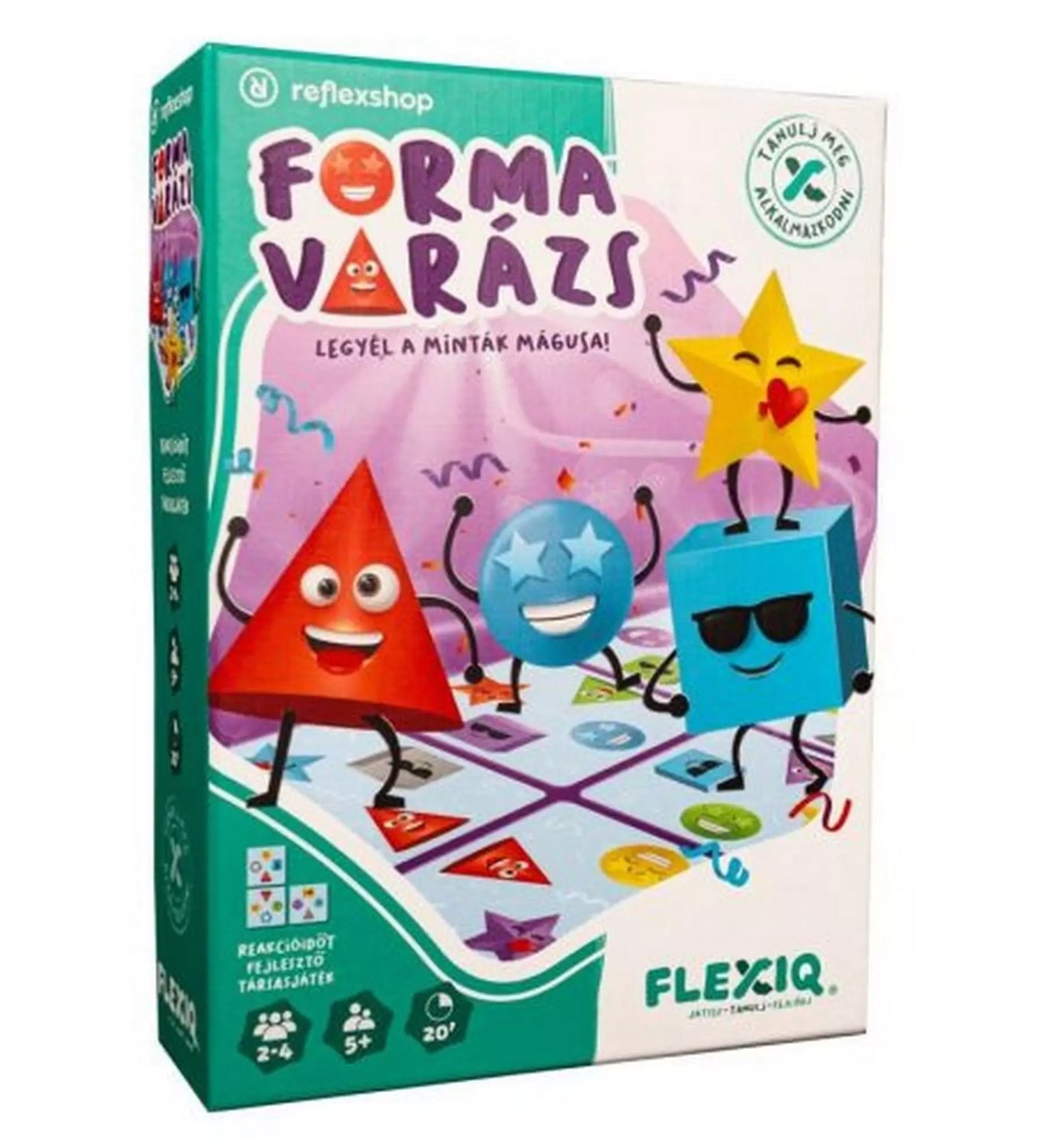 Forma Varázs társasjáték doboza elölről. Vidám, színes formák és karakterek teszik izgalmassá a játékot a Reflexshop kiadásában.