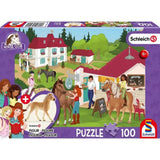 Puzzle Schmidt: Schleich - Horse Club: Lovasudvar, 100 darabos + Ajándék ló figura