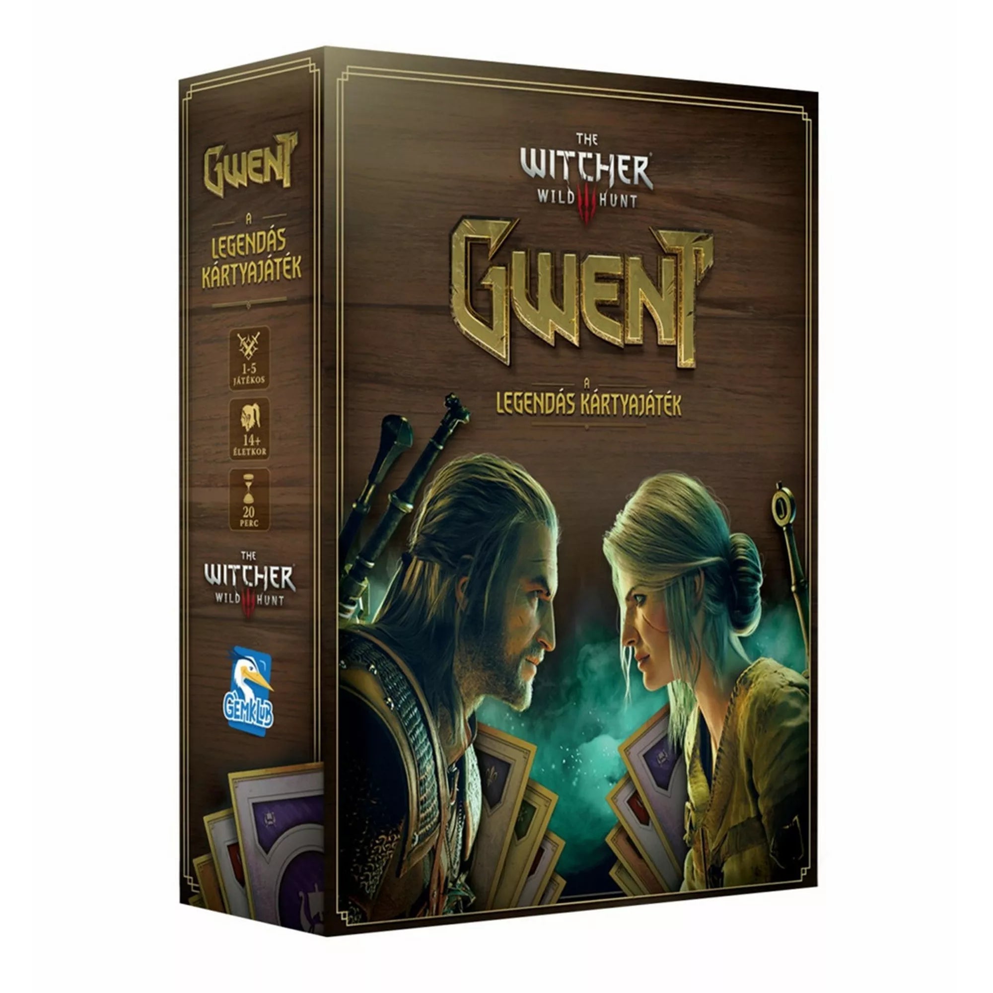 Gwent – A legendás kártyajáték társasjáték doboza, a The Witcher Wild Hunt világából, Geralt és Ciri karakterekkel a borítón