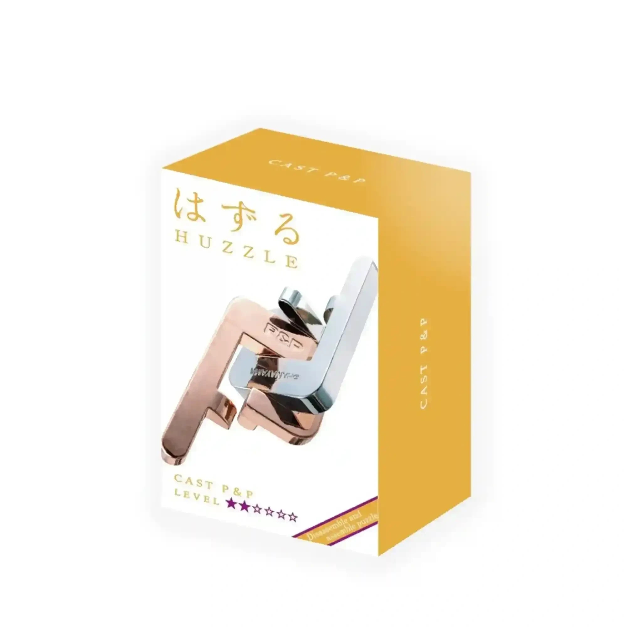 Huzzle Cast P&P logikai kirakó dobozban arany színű csomagolással Hanayama puzzle
