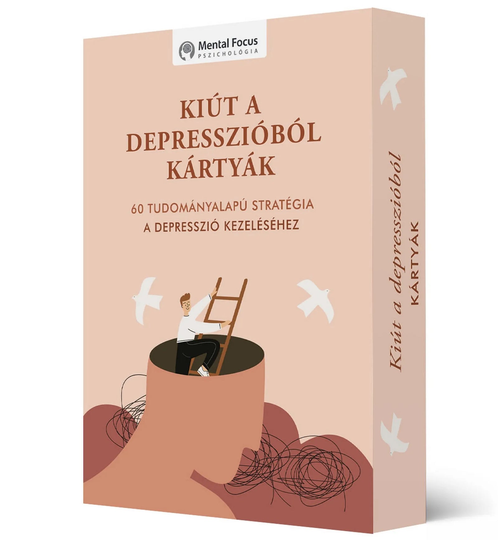 Kiút a depresszióból kártyák díszdoboza, 60 tudományalapú stratégiát tartalmazó önsegítő kártyacsomag.