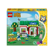  LEGO Animal Crossing Able Sisters Ruhabolt 77055 teljes dobozkép elölnézetből, amely kiemeli a Mabel és Sasha minifigurákat, valamint a játék részleteit.