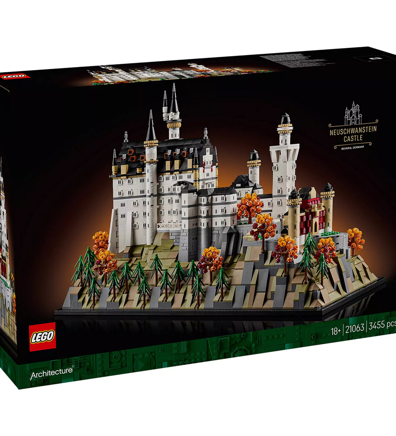 LEGO Architecture: Neuschwanstein kastély (21063) dobozkép, részletgazdag építőkészlet 3455 elemmel, felnőtteknek.