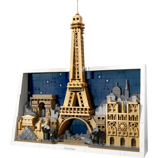 LEGO Architecture: Párizs, a szerelem városa 21064 – Az Eiffel-torony és Párizs ikonikus épületei részletgazdag díszdiorámában.