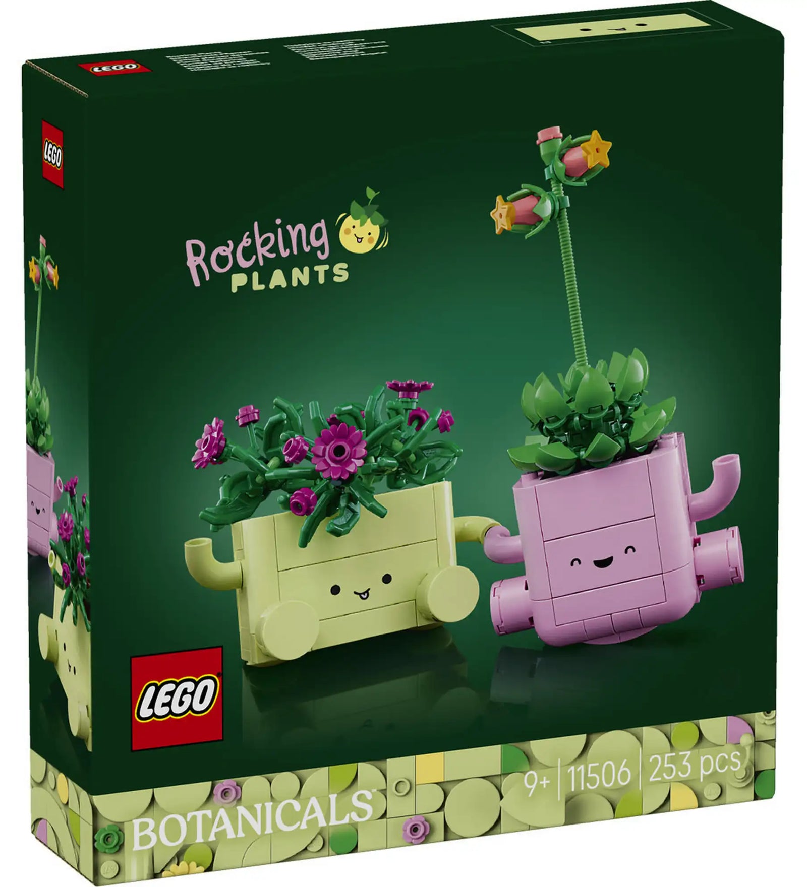 LEGO Botanicals Hintázó növények (11506) dobozkép, vidám növényfigurák pasztell cserepekben