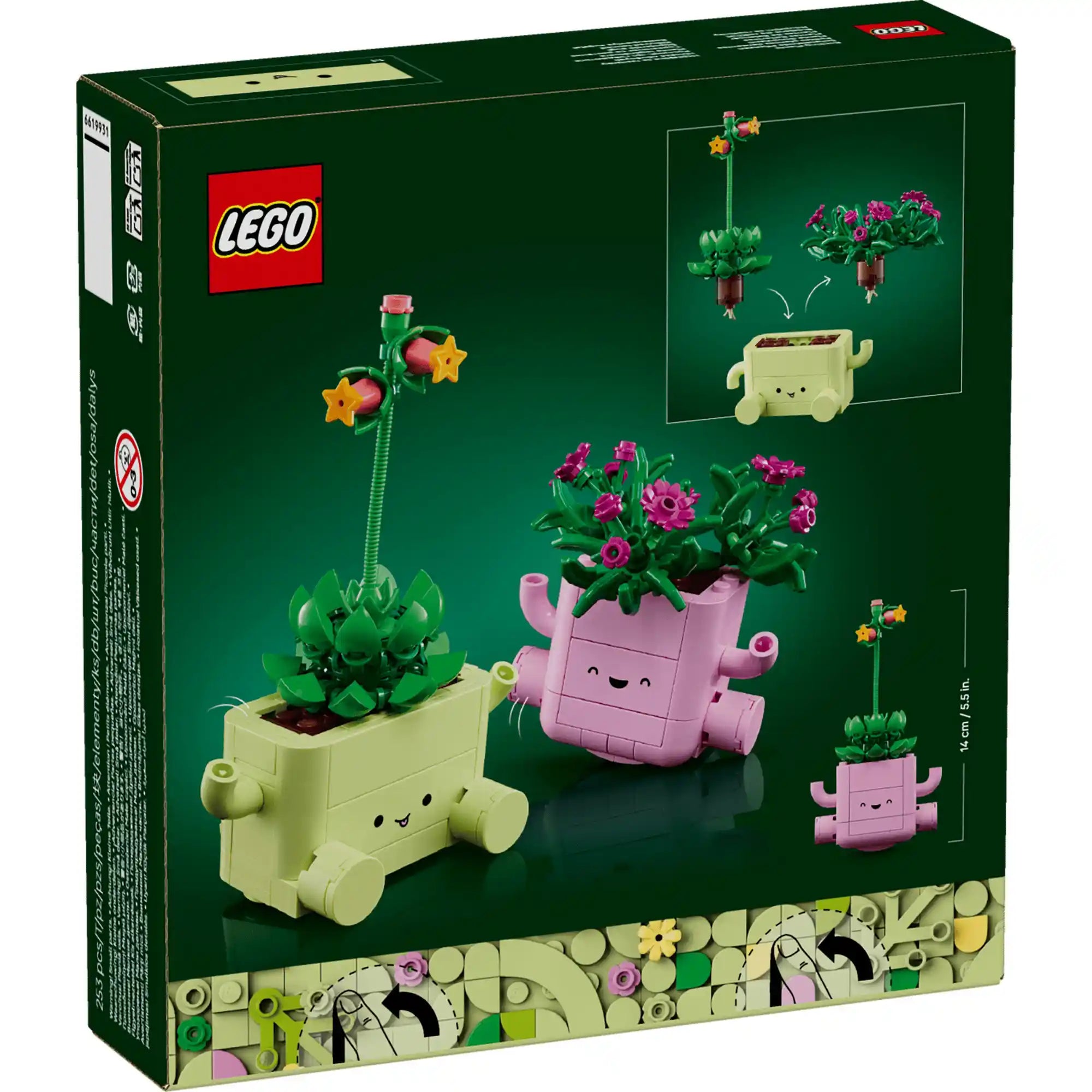 LEGO Botanicals 11506 hátoldali dobozkép, építési variációk és növény kombinációk bemutatása