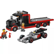 LEGO City F1 szállítókamion és Audi versenyautó teljes készlet minifigurákkal és kiegészítőkkel.