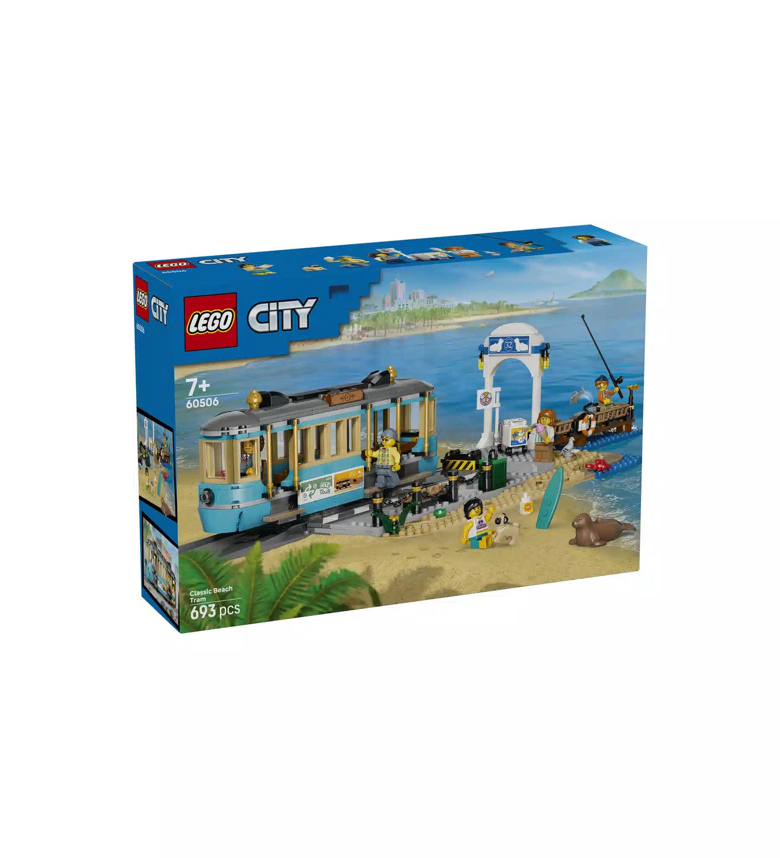 LEGO City Klasszikus tengerparti villamos 60506 dobozkép villamossal, mólóval, stranddal és minifigurákkal