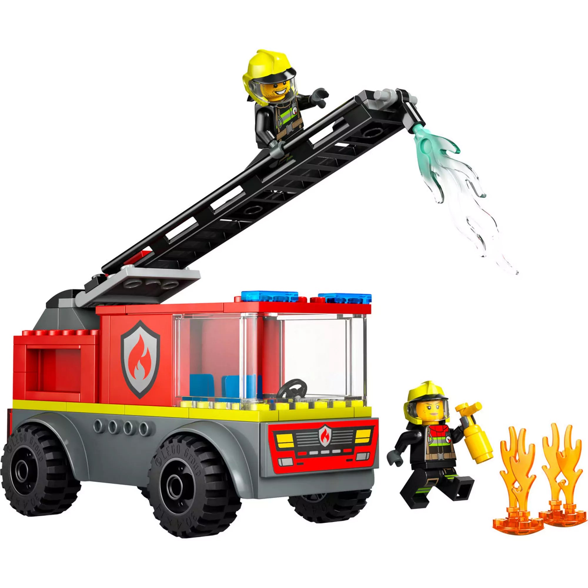 LEGO City Létrás tűzoltóautó 60463 - A tűzoltóautó létrájának emelésével a lángok eloltására készülnek a LEGO tűzoltók.