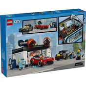 LEGO City Önkiszolgáló autómosó 60497 doboz hátoldala az autómosó funkcióinak és a forgó kefék működésének bemutatásával