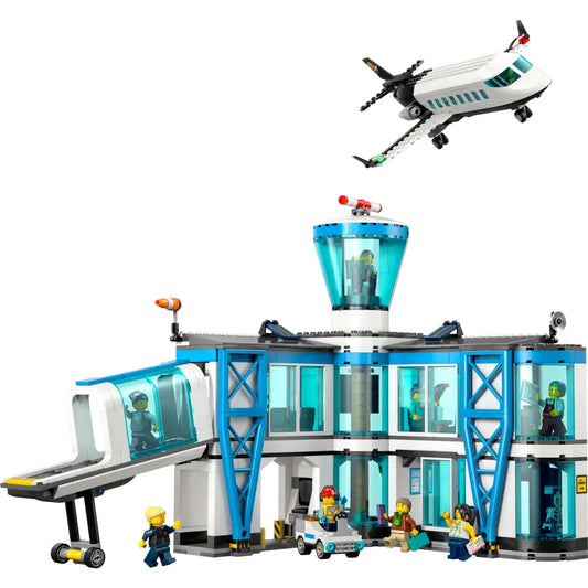 LEGO City Repülőtér repülőgéppel (60502) – Repülő felszállás közben a terminál irányítótornyával és utasokkal.