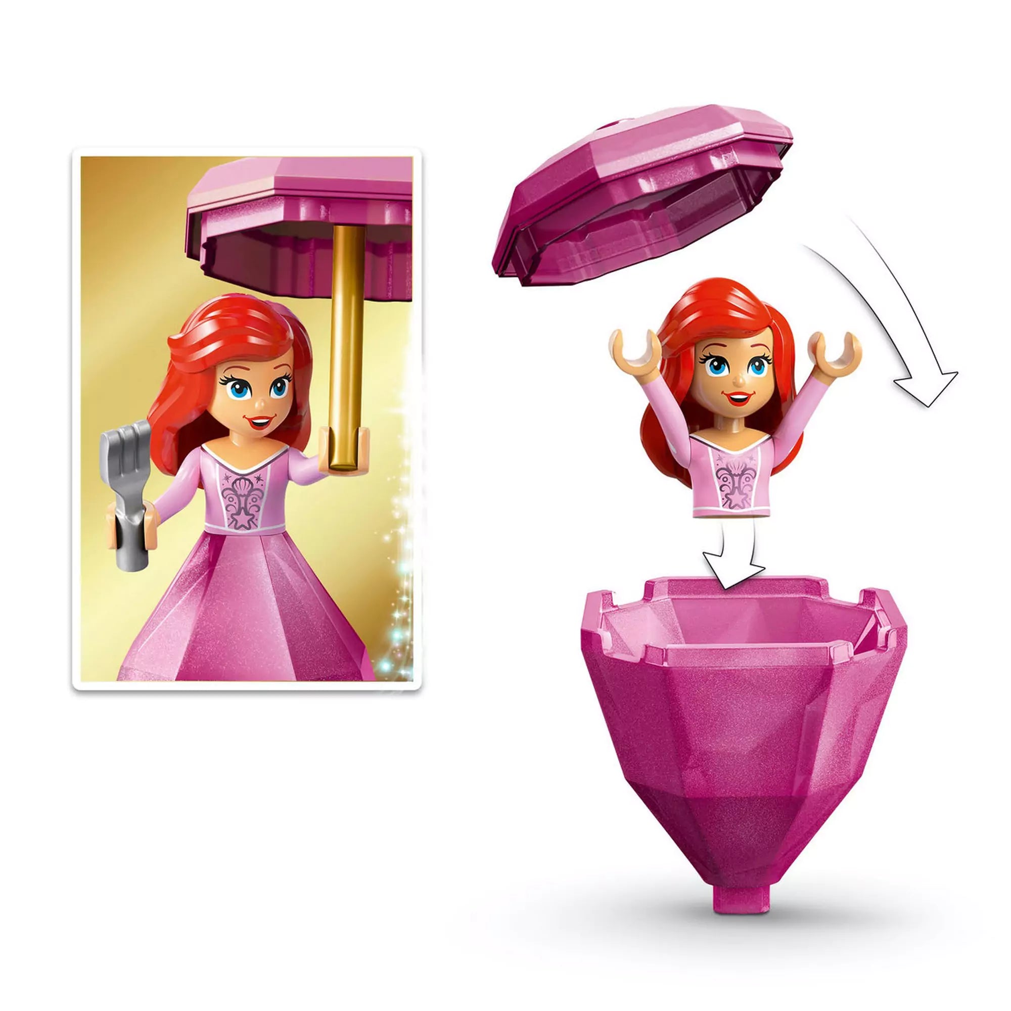 LEGO Disney Pörgő-forgó Ariel (43259) Ariel „gyémánt” ruhájának szétszerelése és részletes bemutatása.