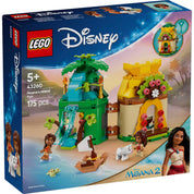 LEGO Disney Vaiana vidám kalandjai a szigeten (43260) dobozkép, a színes szigeti modell és a szereplők, Vaiana és Pua láthatók.