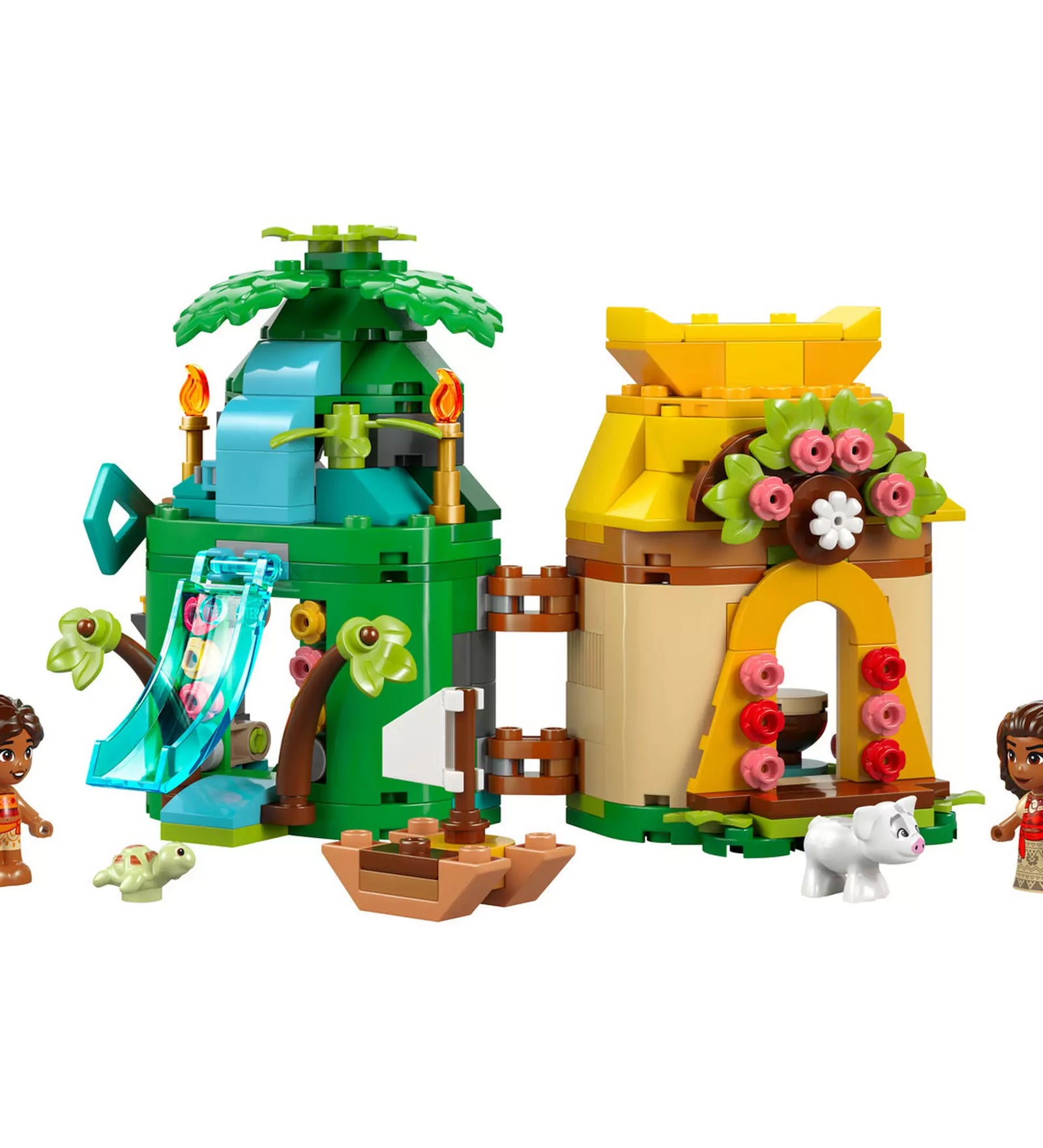 LEGO Disney Vaiana vidám kalandjai a szigeten (43260) közelkép a modellről, Vaiana, Pua és a teknős társaságában.