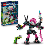 LEGO DREAMZzz: Mateo a kiberagyrobot ellen (71495) doboza és megépített modell Mateo és a robotfigura társaságában.