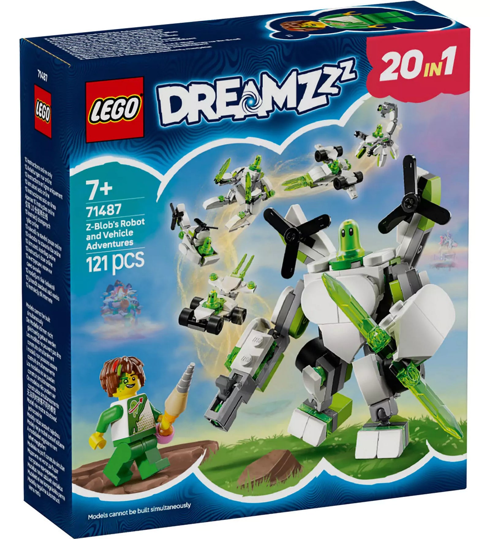 LEGO DREAMZzz Z-Blob robot és járműves kalandjai 71487 – A doboz előlapja, rajta Z-Blob robot és Mateo izgalmas kalandjai.