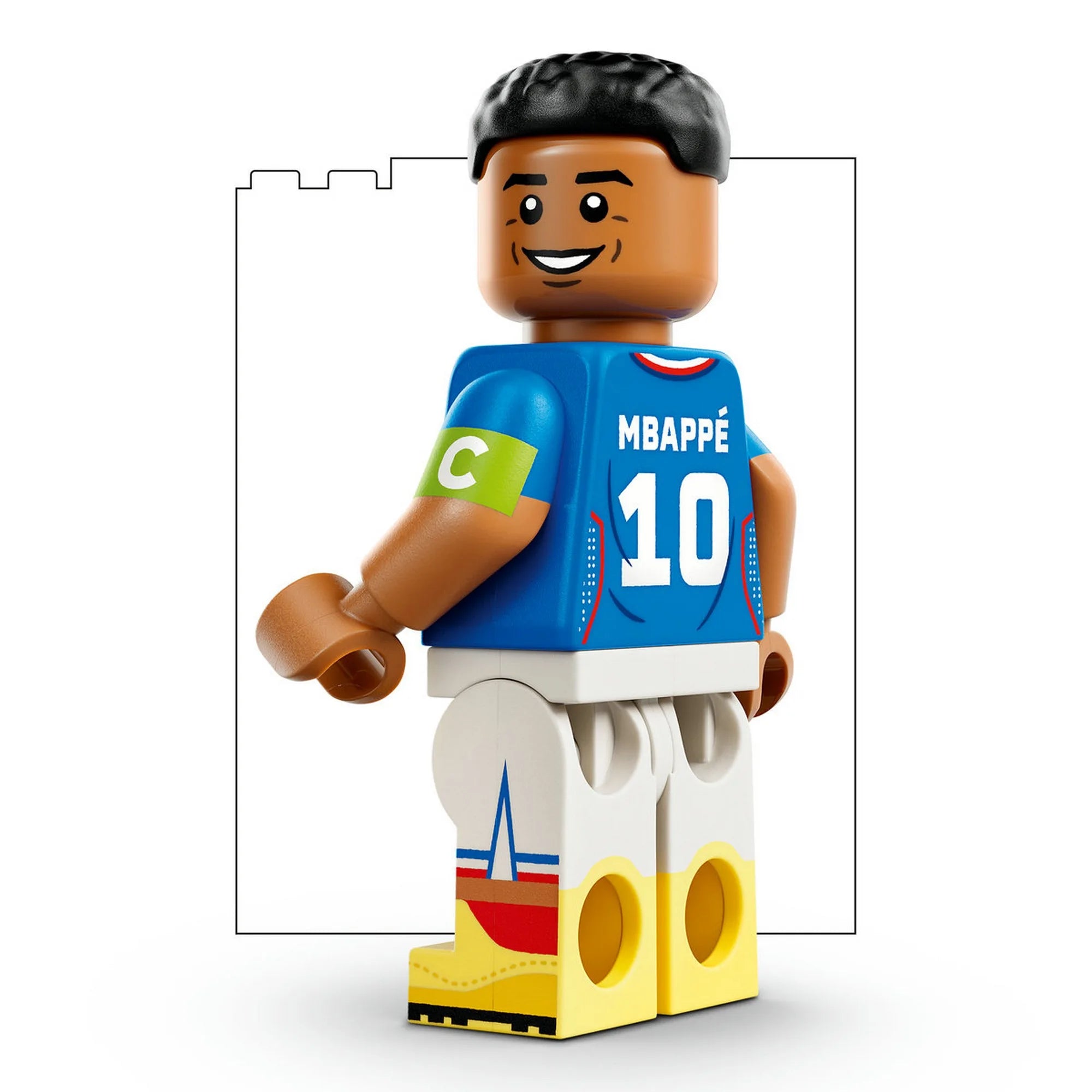 LEGO Editions: Kylian Mbappé A futball legjobb pillanatai 43013 Mbappé minifigura kék mezben, 10-es számmal.