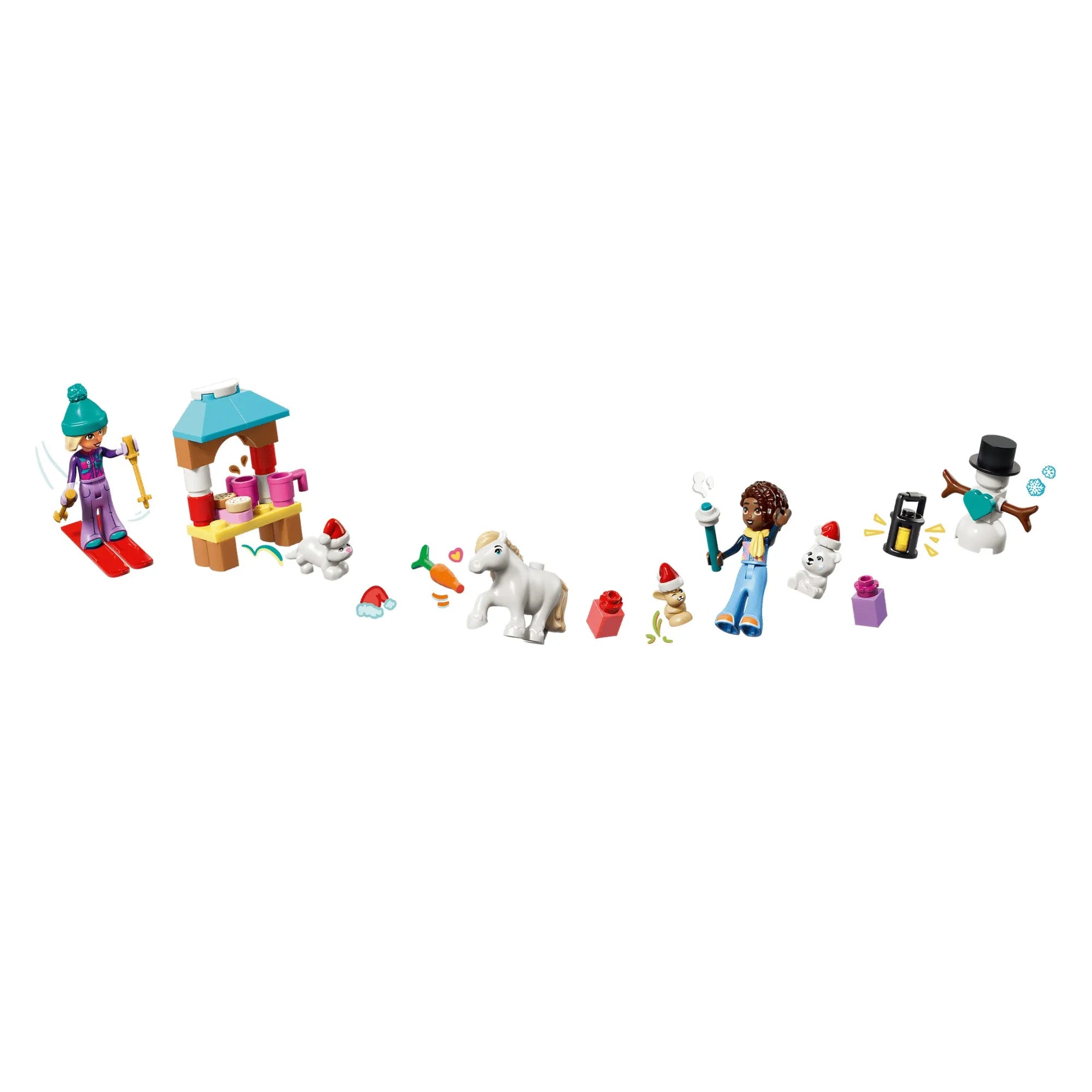 LEGO Friends Adventi naptár 2026 42698 – téli figurák, állatok, síelő figura, hóember és karácsonyi kiegészítők
