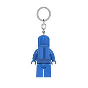 Kék LEGO űrhajós kulcstartó hátoldala oxigénpalack mintával és fém lánccal