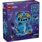 A LEGO KPop Demon Hunters: Derpy tigris és Sussie madár 72537 készlet dobozának hátoldala, amely bemutatja a mozgatható és nyitható funkciókat.