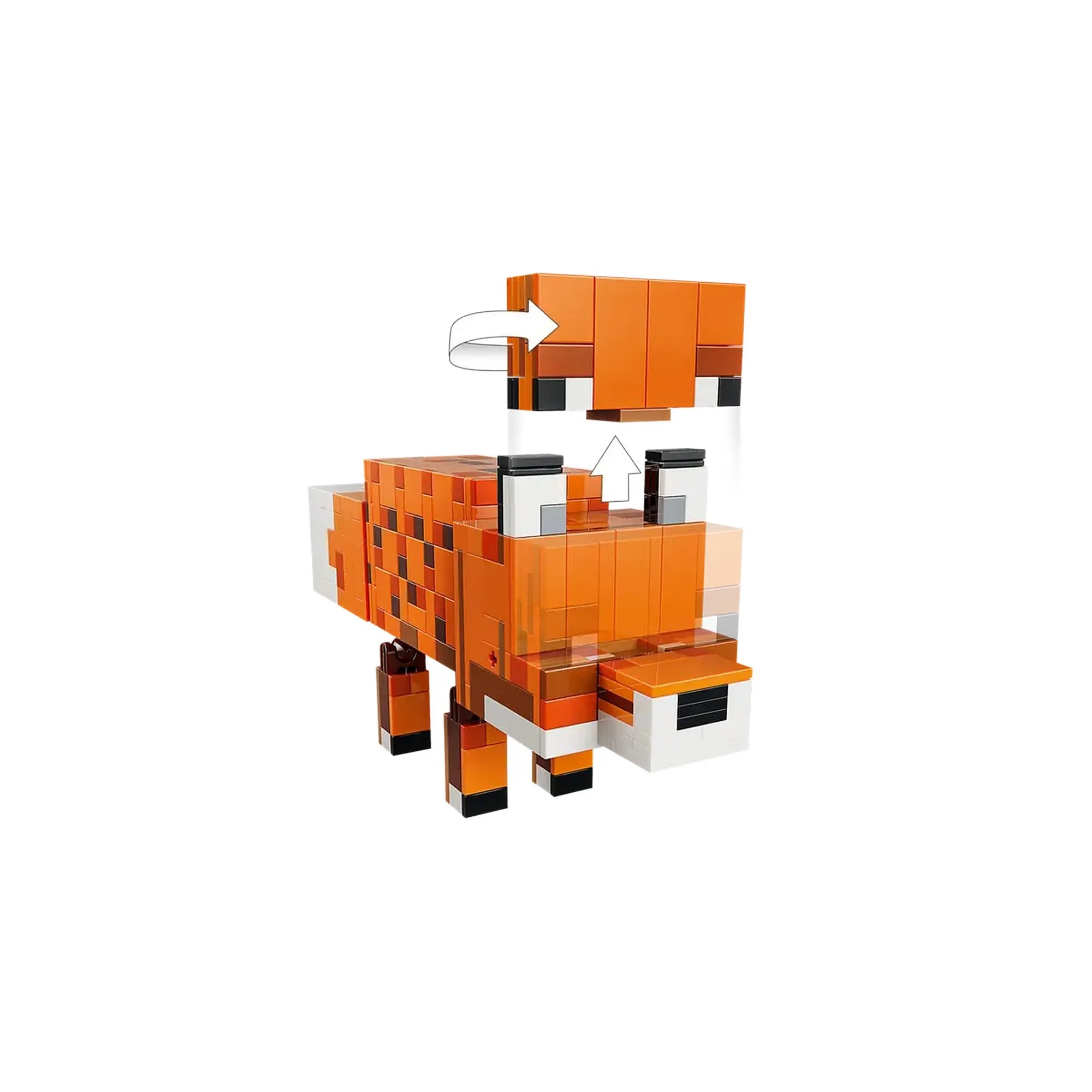LEGO Minecraft: A róka 21588 mozgatható fejjel, a játékfunkció bemutatása nyilakkal