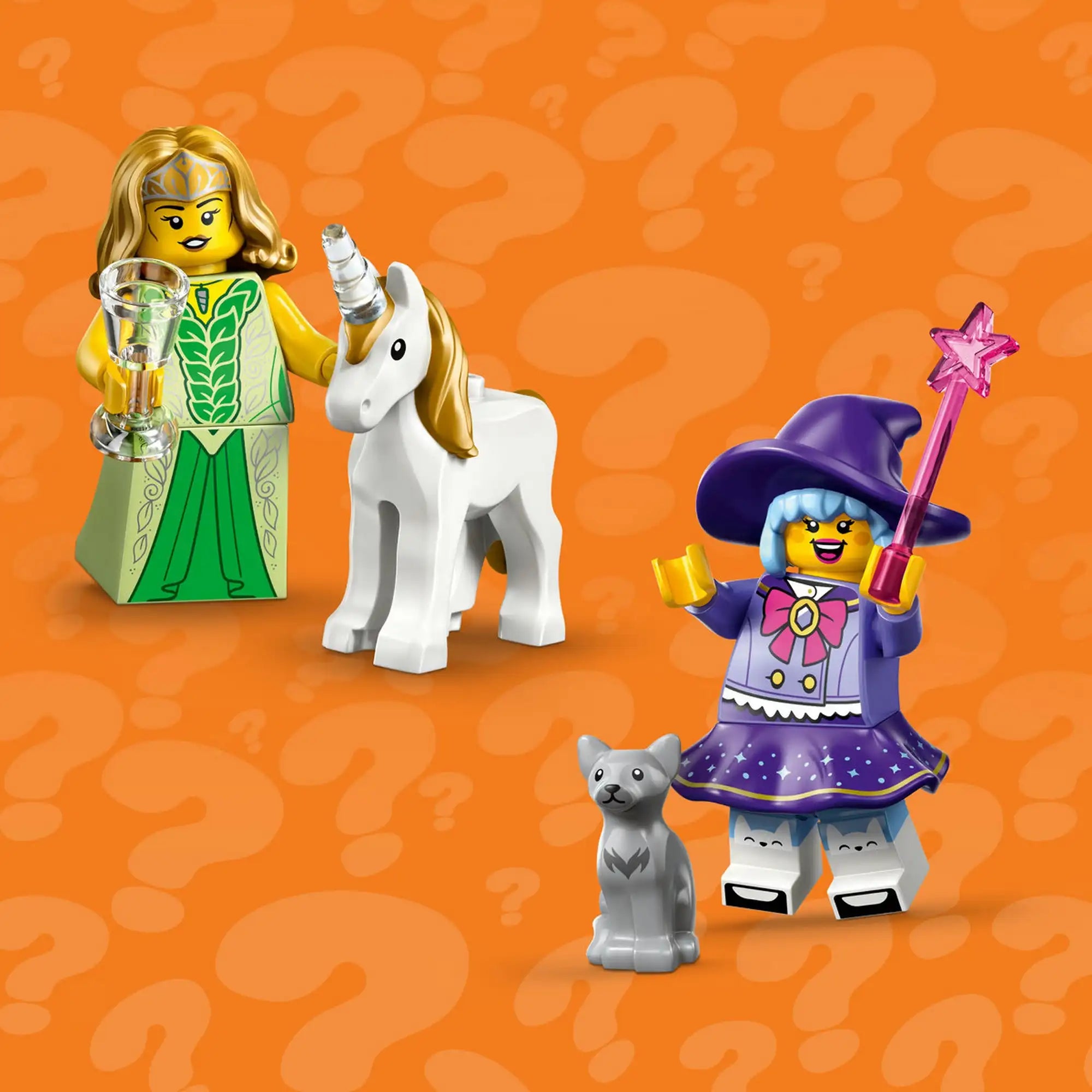 LEGO minifigurine: 29. sorozat 71052, 8 darabos – varázslónő és királynő unikornissal, részletes figurák.