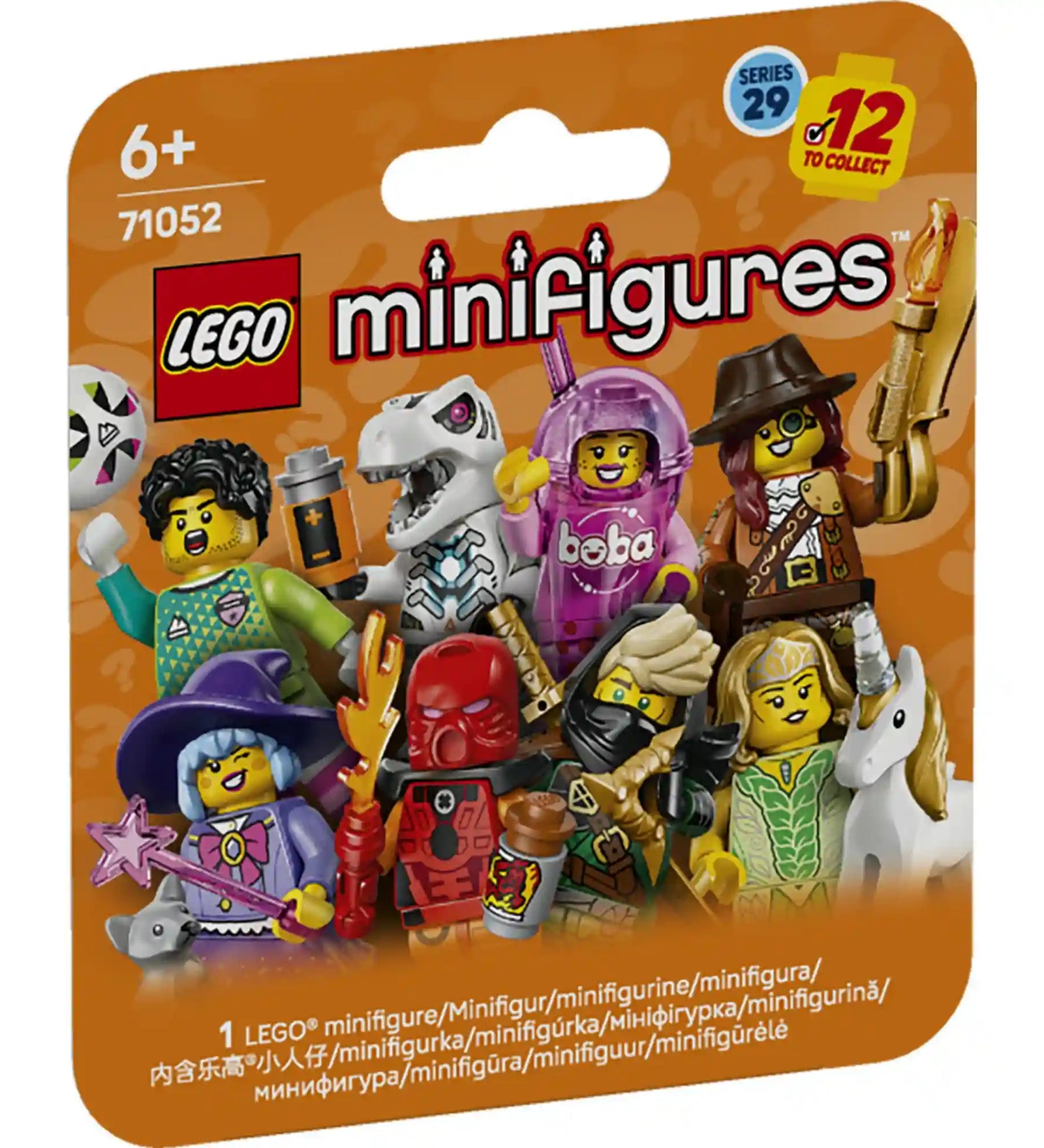 LEGO minifigurine: 29. sorozat 71052, 8 darabos – előlapi csomagolás több különböző minifigurával és „12 to collect” jelöléssel