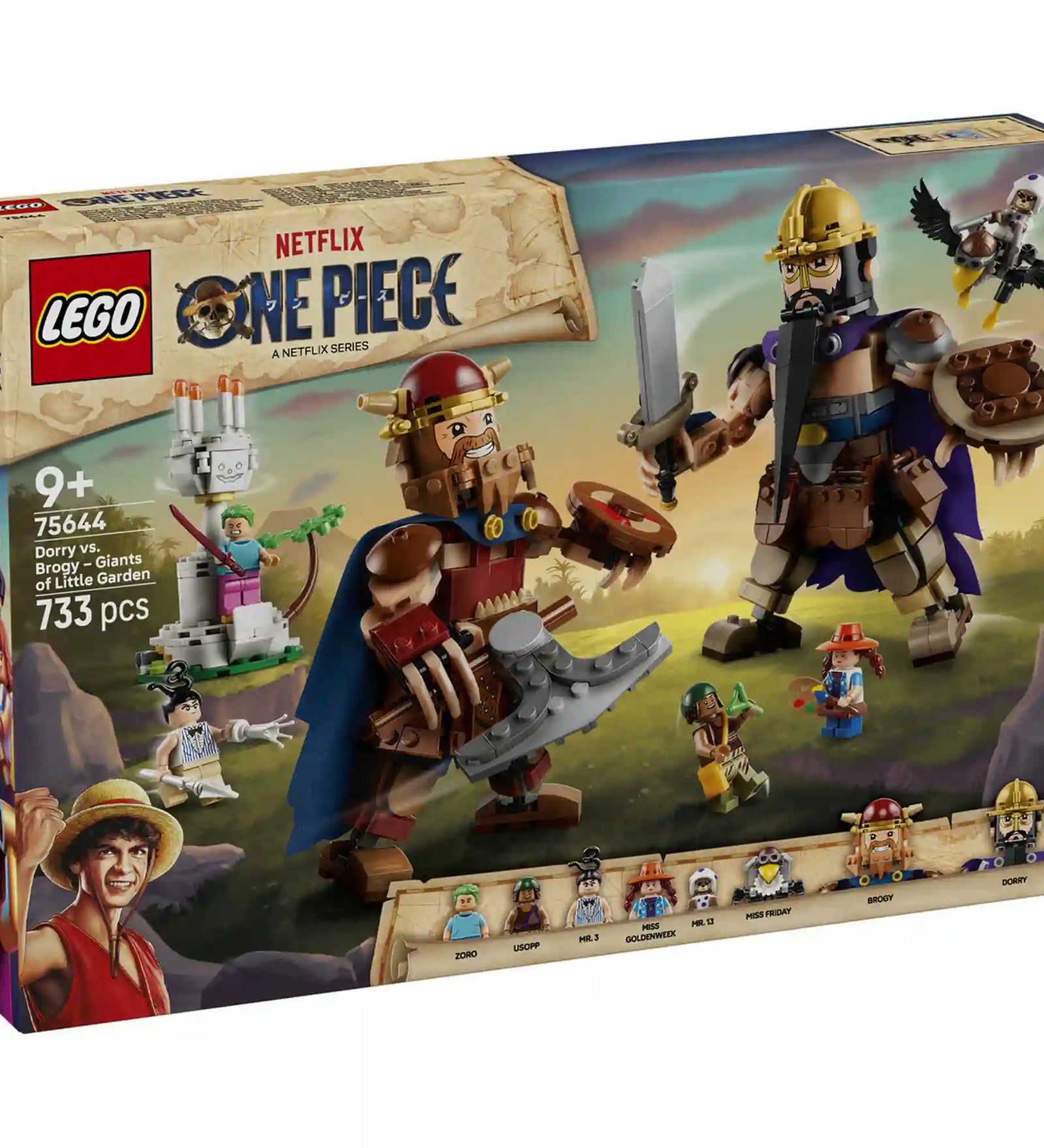 LEGO ONE PIECE: Dorry vs. Brogy – A Kicsi Kert óriásai 75644, 733 darabos építőkészlet doboza.