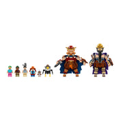 A LEGO ONE PIECE 75644 készlet szereplői: Dorry, Brogy, Zoro, Usopp, Mr. 3, Miss Goldenweek, Mr. 13 és Miss Friday.