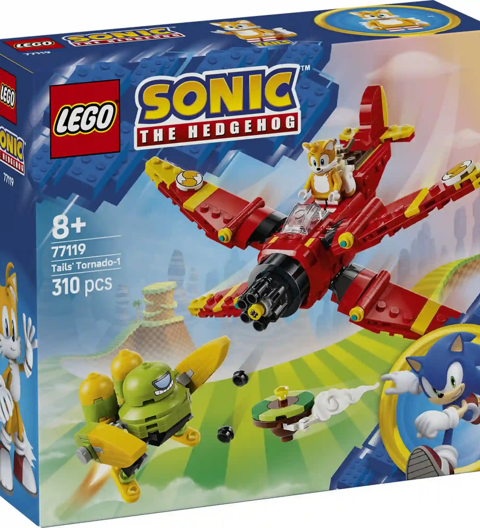 LEGO Sonic the Hedgehog Tails Tornado-1 repülője 77119 készlet doboza.