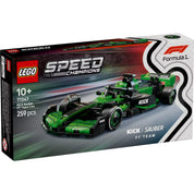  LEGO Speed Champions KICK Sauber F1 Team C44 versenyautó 77247 készlet doboza elölnézetből, 259 elemmel, 10 éves kortól ajánlott.