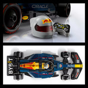  LEGO Speed Champions Oracle Red Bull Racing RB18 (77243) részletes kép a bukósisakról és a kormányról.