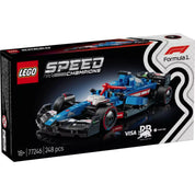 A LEGO Speed Champions Visa Cash App RB VCARB 01 F1 versenyautó 77246 doboza elölnézetből, 248 darabbal.