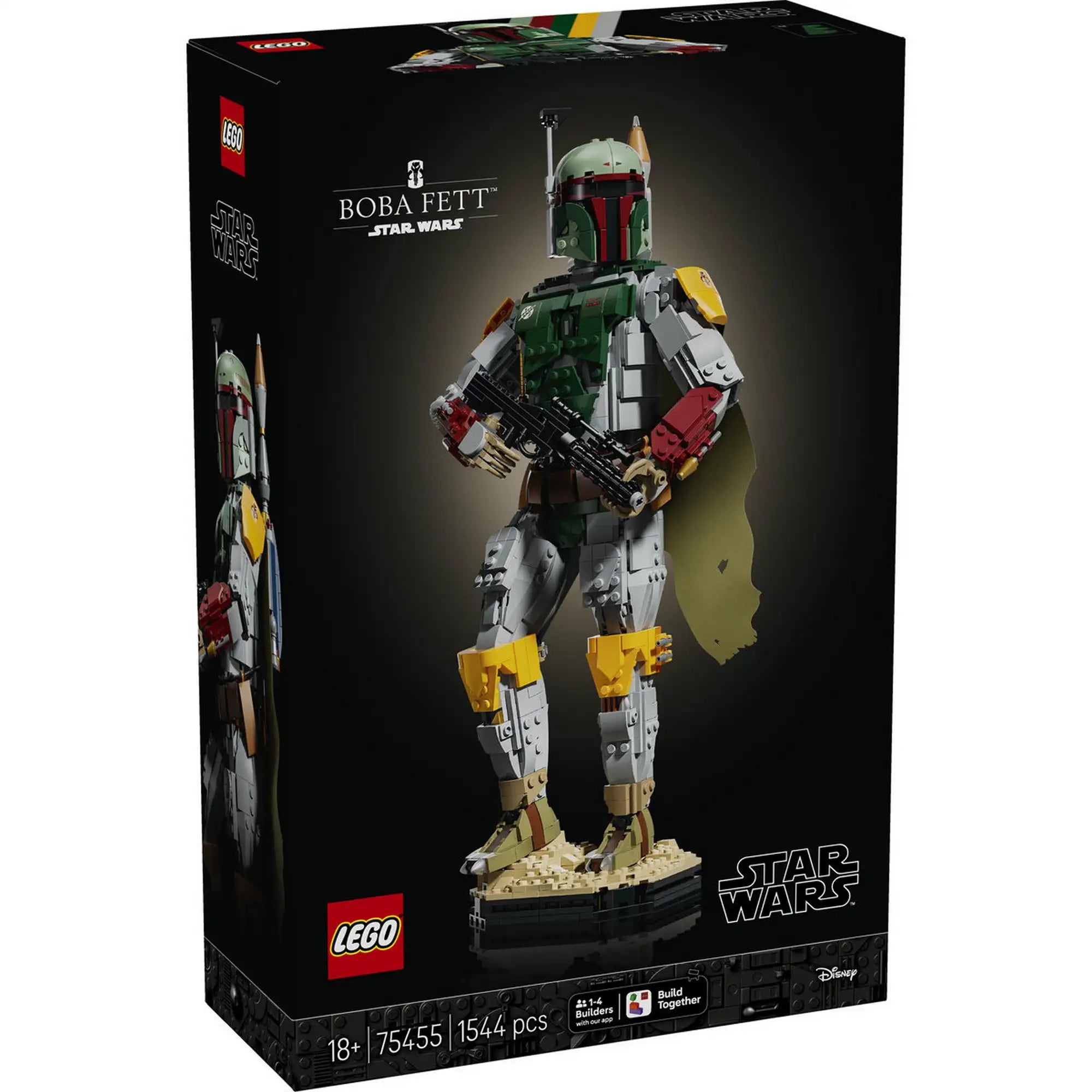 A LEGO Star Wars Boba Fett™ figura 75455 dobozának eleje a megépített Boba Fett modell képével.