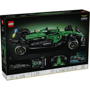 A LEGO Technic Aston Martin Aramco AMR25 F1 készlet dobozának hátoldala.