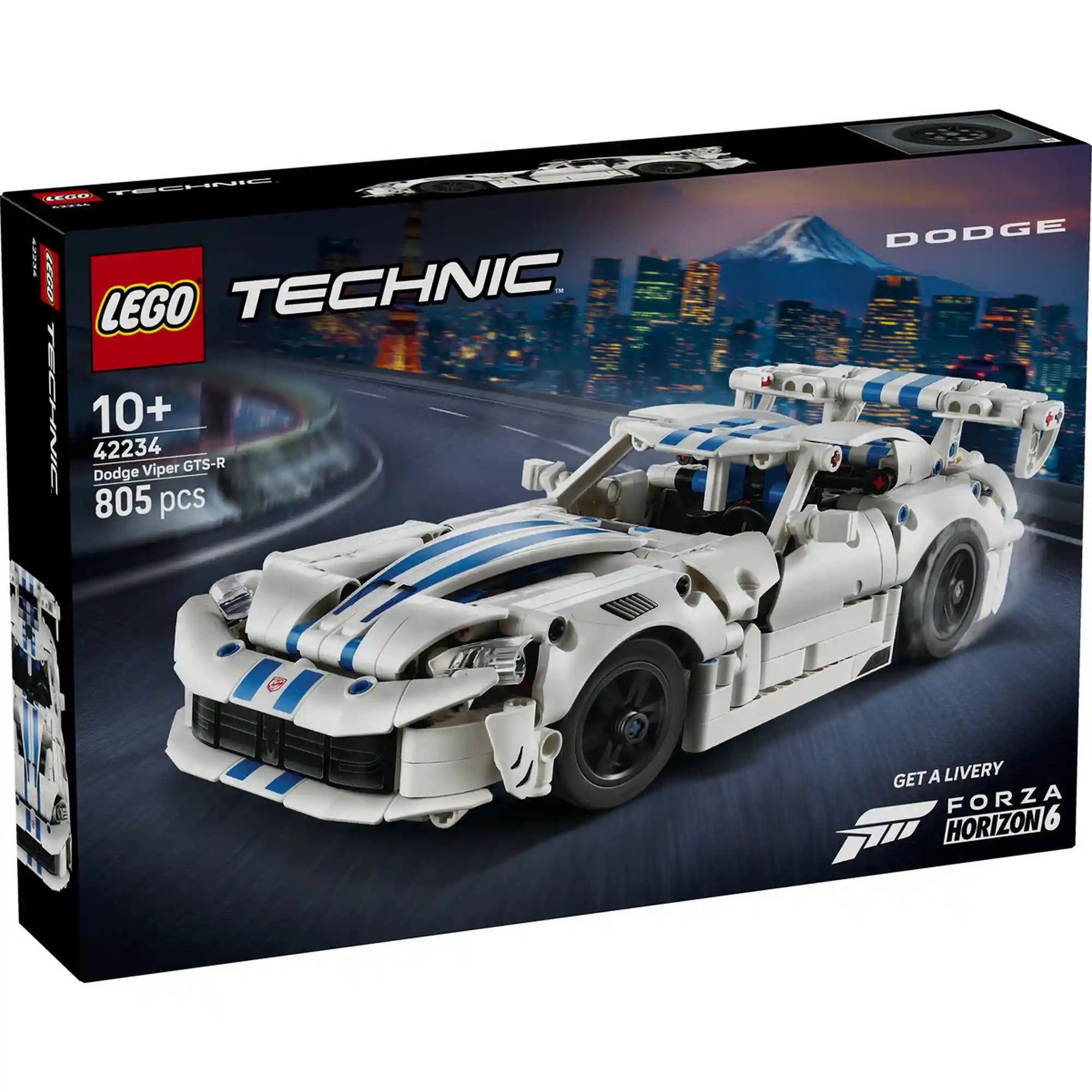 A LEGO Technic: Dodge Viper GTS-R sportautó 42234 készlet dobozának előoldala.